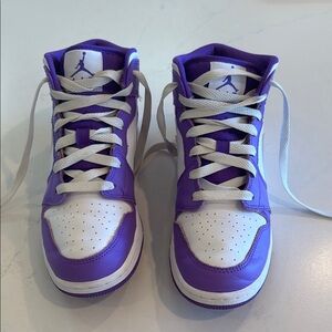 Youth Purple and White Air Jordans